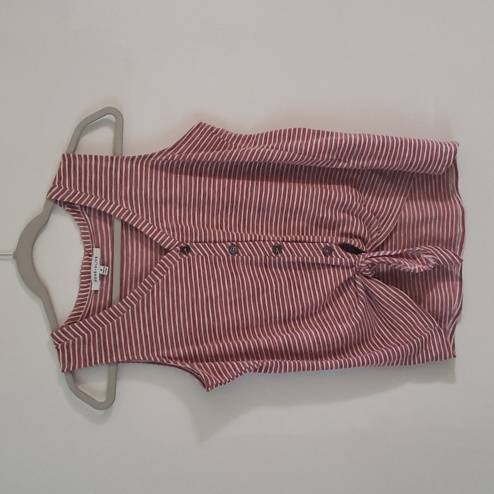 🌹Rose & Olive Pink/White Stripe Shirt